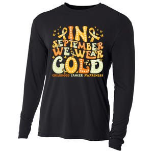 Groovy In September We Wear Gold Childhood Cancer Awareness Cooling Performance Long Sleeve Crew