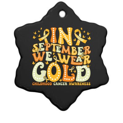 Groovy In September We Wear Gold Childhood Cancer Awareness Ceramic Star Ornament