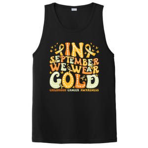 Groovy In September We Wear Gold Childhood Cancer Awareness PosiCharge Competitor Tank