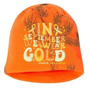 Groovy In September We Wear Gold Childhood Cancer Awareness Kati - Camo Knit Beanie