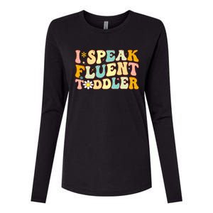 Groovy I Speak Fluent Funny Daycare Provider Teacher Womens Cotton Relaxed Long Sleeve T-Shirt