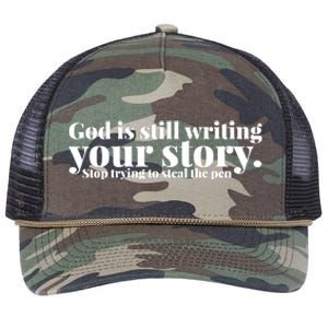 God Is Still Writing Your Story Stop Trying To Steal The Pen Retro Rope Trucker Hat Cap