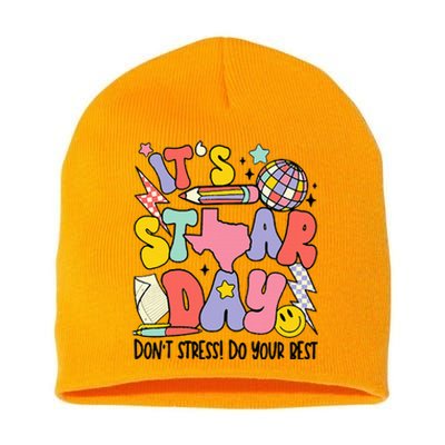 Groovy ItS Staar Day DonT Stress Do Your Best Test Day Short Acrylic Beanie