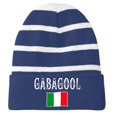 Gabagool Italian Slang Italian Saying Striped Beanie with Solid Band