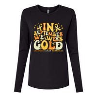 Groovy In September We Wear Gold Childhood Cancer Awareness Gift Womens Cotton Relaxed Long Sleeve T-Shirt