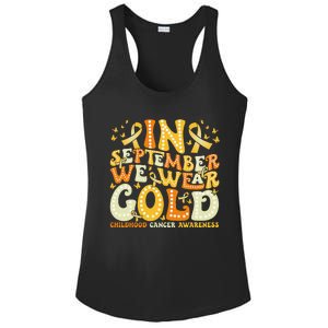 Groovy In September We Wear Gold Childhood Cancer Awareness Gift Ladies PosiCharge Competitor Racerback Tank