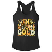 Groovy In September We Wear Gold Childhood Cancer Awareness Gift Ladies PosiCharge Competitor Racerback Tank