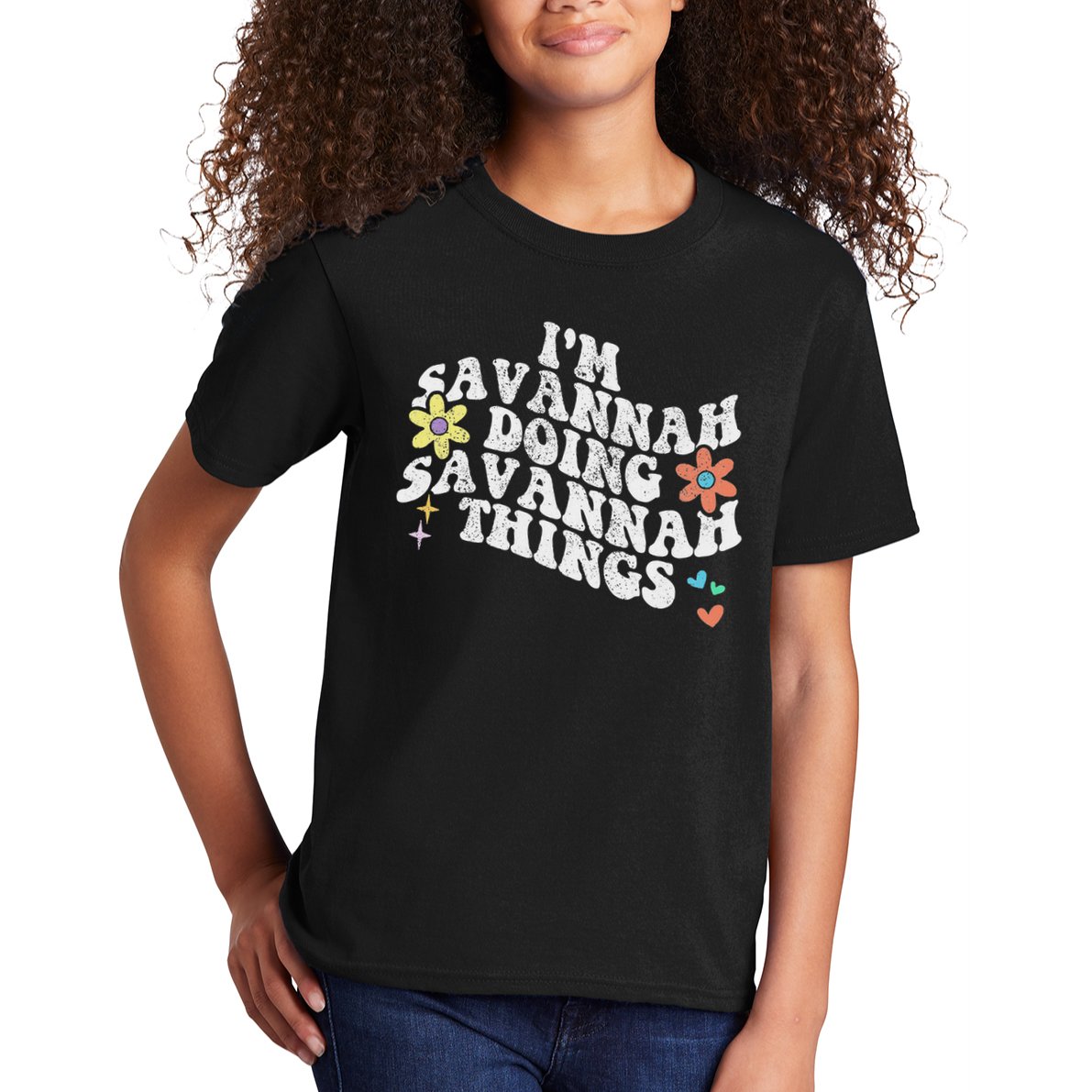 Groovy Im Savannah Doing Savannah Things Funny Mother's Day Kids T-Shirt