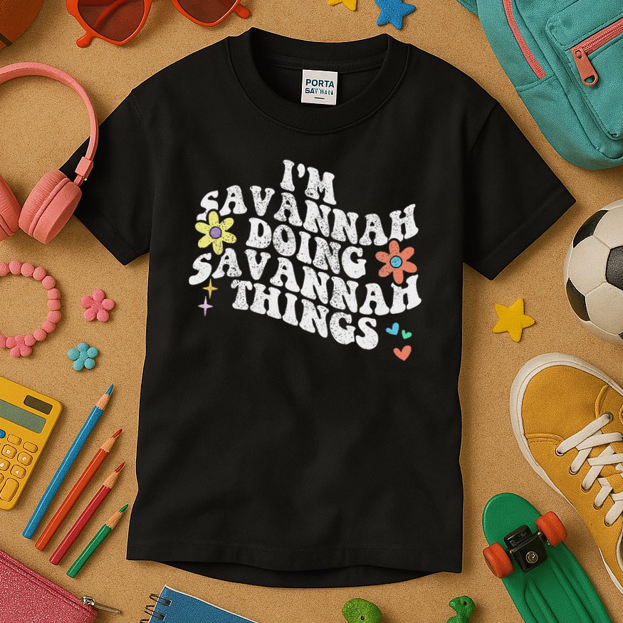 Groovy Im Savannah Doing Savannah Things Funny Mother's Day Kids T-Shirt