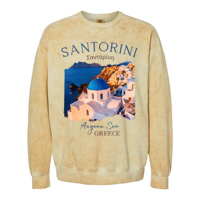 Greek Island Santorini Greece Oia Village Blue Church Colorblast Crewneck Sweatshirt