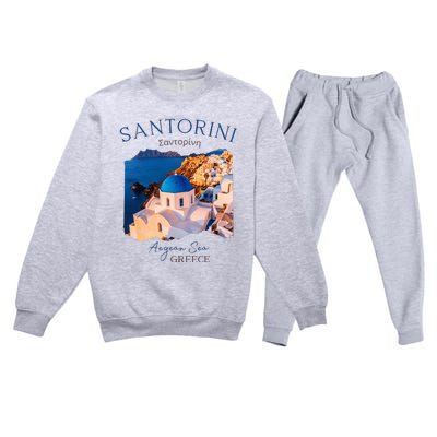 Greek Island Santorini Greece Oia Village Blue Church Premium Crewneck Sweatsuit Set