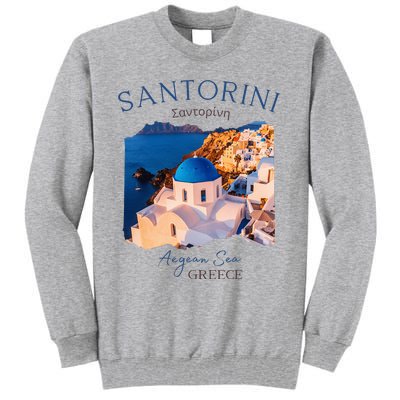 Greek Island Santorini Greece Oia Village Blue Church Tall Sweatshirt