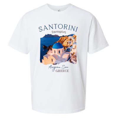 Greek Island Santorini Greece Oia Village Blue Church Sueded Cloud Jersey T-Shirt