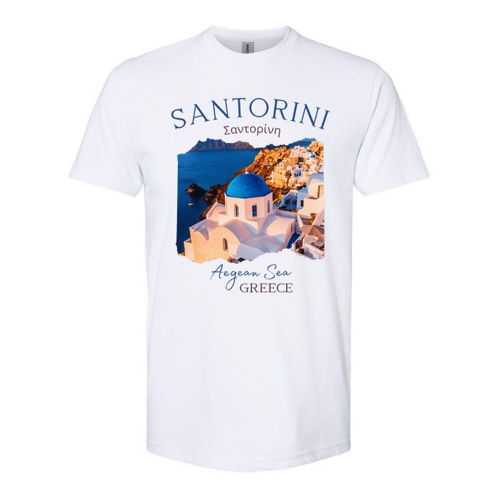 Greek Island Santorini Greece Oia Village Blue Church Softstyle CVC T-Shirt