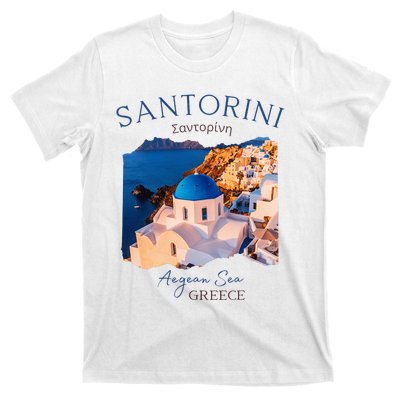 Greek Island Santorini Greece Oia Village Blue Church T-Shirt