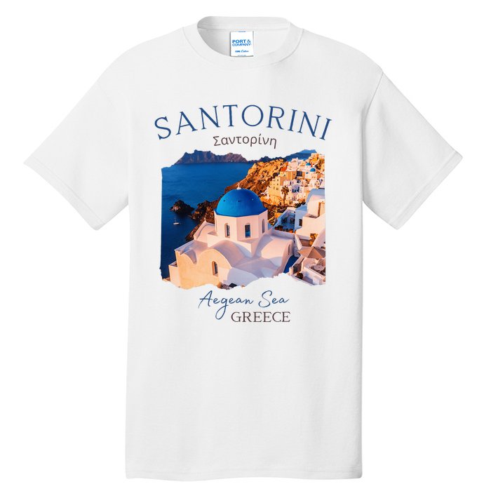 Greek Island Santorini Greece Oia Village Blue Church Tall T-Shirt