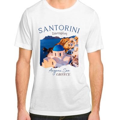 Greek Island Santorini Greece Oia Village Blue Church Adult ChromaSoft Performance T-Shirt