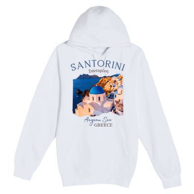 Greek Island Santorini Greece Oia Village Blue Church Premium Pullover Hoodie