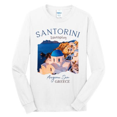 Greek Island Santorini Greece Oia Village Blue Church Tall Long Sleeve T-Shirt