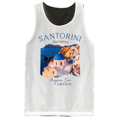 Greek Island Santorini Greece Oia Village Blue Church Mesh Reversible Basketball Jersey Tank