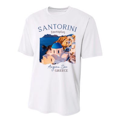 Greek Island Santorini Greece Oia Village Blue Church Performance Sprint T-Shirt