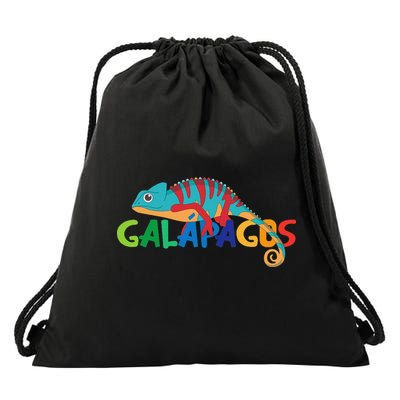 Galapagos Islands Summer Colorful Chameleon Exotic Animal Drawstring Bag