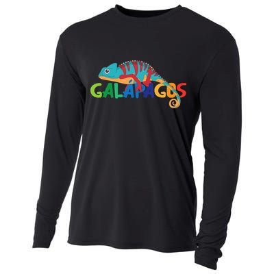 Galapagos Islands Summer Colorful Chameleon Exotic Animal Cooling Performance Long Sleeve Crew