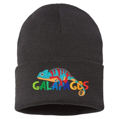 Galapagos Islands Summer Colorful Chameleon Exotic Animal Sustainable Knit Beanie