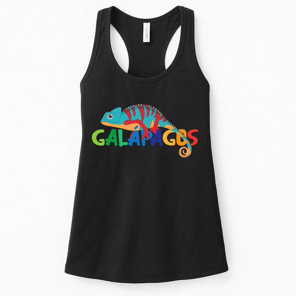 Galapagos Islands Summer Colorful Chameleon Exotic Animal Womens Tank Top