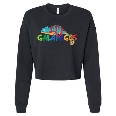 Galapagos Islands Summer Colorful Chameleon Exotic Animal Cropped Pullover Crew