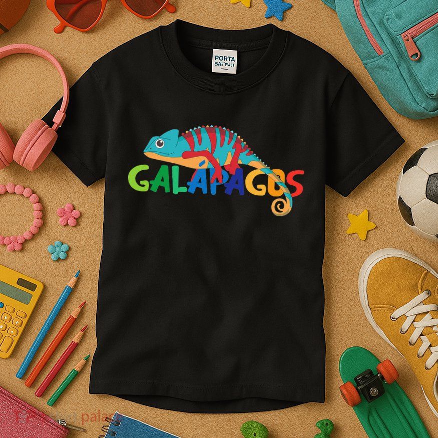 Galapagos Islands Summer Colorful Chameleon Exotic Animal Kids T-Shirt