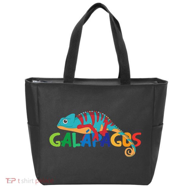 Galapagos Islands Summer Colorful Chameleon Exotic Animal Zip Tote Bag