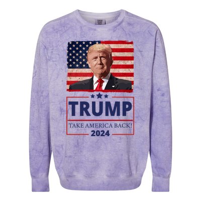 Great I Stand With Trump American Flag Vintage Gift Colorblast Crewneck Sweatshirt