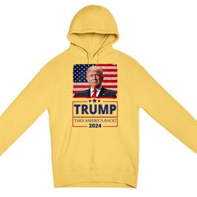 Great I Stand With Trump American Flag Vintage Gift Premium Pullover Hoodie