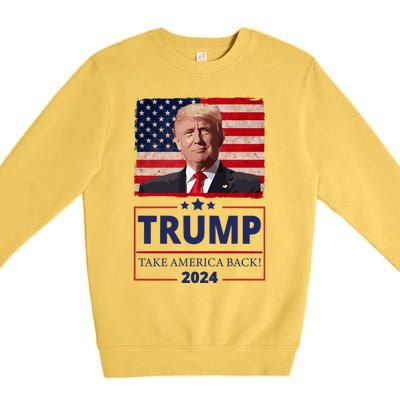 Great I Stand With Trump American Flag Vintage Gift Premium Crewneck Sweatshirt