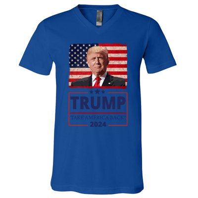 Great I Stand With Trump American Flag Vintage Gift V-Neck T-Shirt