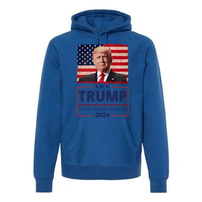 Great I Stand With Trump American Flag Vintage Gift Premium Hoodie