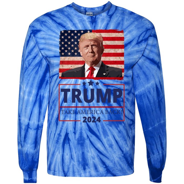 Great I Stand With Trump American Flag Vintage Gift Tie-Dye Long Sleeve Shirt