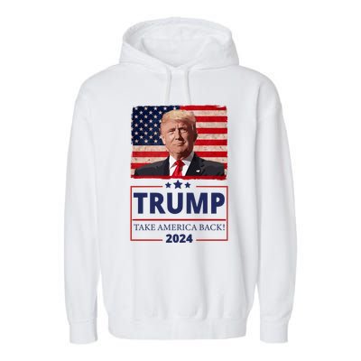 Great I Stand With Trump American Flag Vintage Gift Garment-Dyed Fleece Hoodie