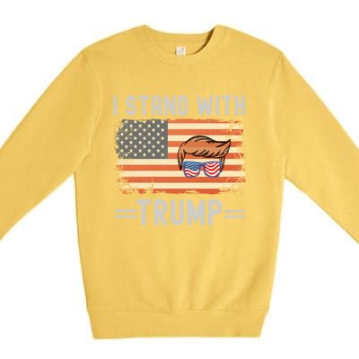 Great I Stand With Trump American Flag Vintage Cool Gift Premium Crewneck Sweatshirt