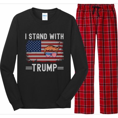 Great I Stand With Trump American Flag Vintage Cool Gift Long Sleeve Pajama Set