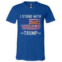 Great I Stand With Trump American Flag Vintage Cool Gift V-Neck T-Shirt