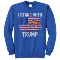 Great I Stand With Trump American Flag Vintage Cool Gift Tall Sweatshirt