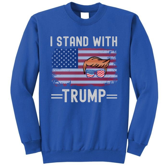 Great I Stand With Trump American Flag Vintage Cool Gift Tall Sweatshirt