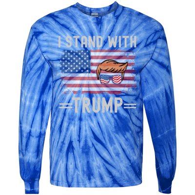 Great I Stand With Trump American Flag Vintage Cool Gift Tie-Dye Long Sleeve Shirt