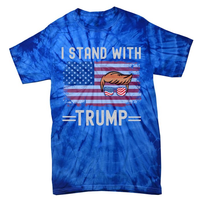 Great I Stand With Trump American Flag Vintage Cool Gift Tie-Dye T-Shirt