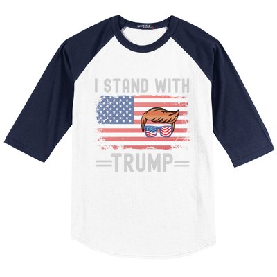 Great I Stand With Trump American Flag Vintage Cool Gift Baseball Sleeve Shirt