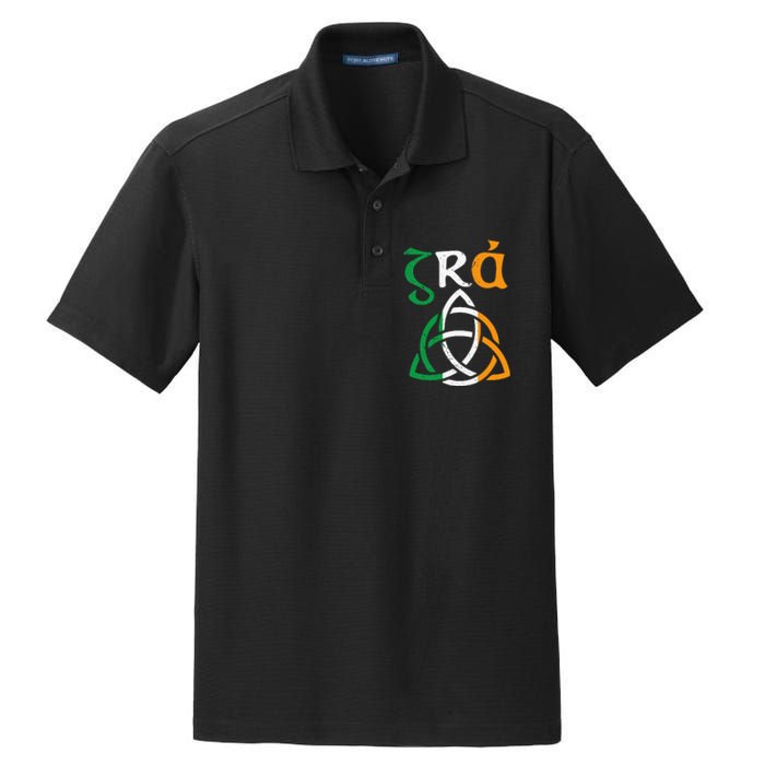 Gra Irish Saying for Love Irish Gaelic Ireland Claddagh Dry Zone Grid Polo