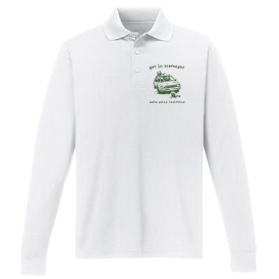 Get In Scavanger We Are Going Thrifting Retro Performance Long Sleeve Polo