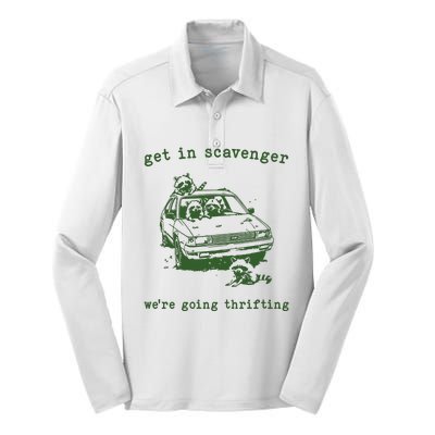 Get In Scavanger We Are Going Thrifting Retro Silk Touch Performance Long Sleeve Polo